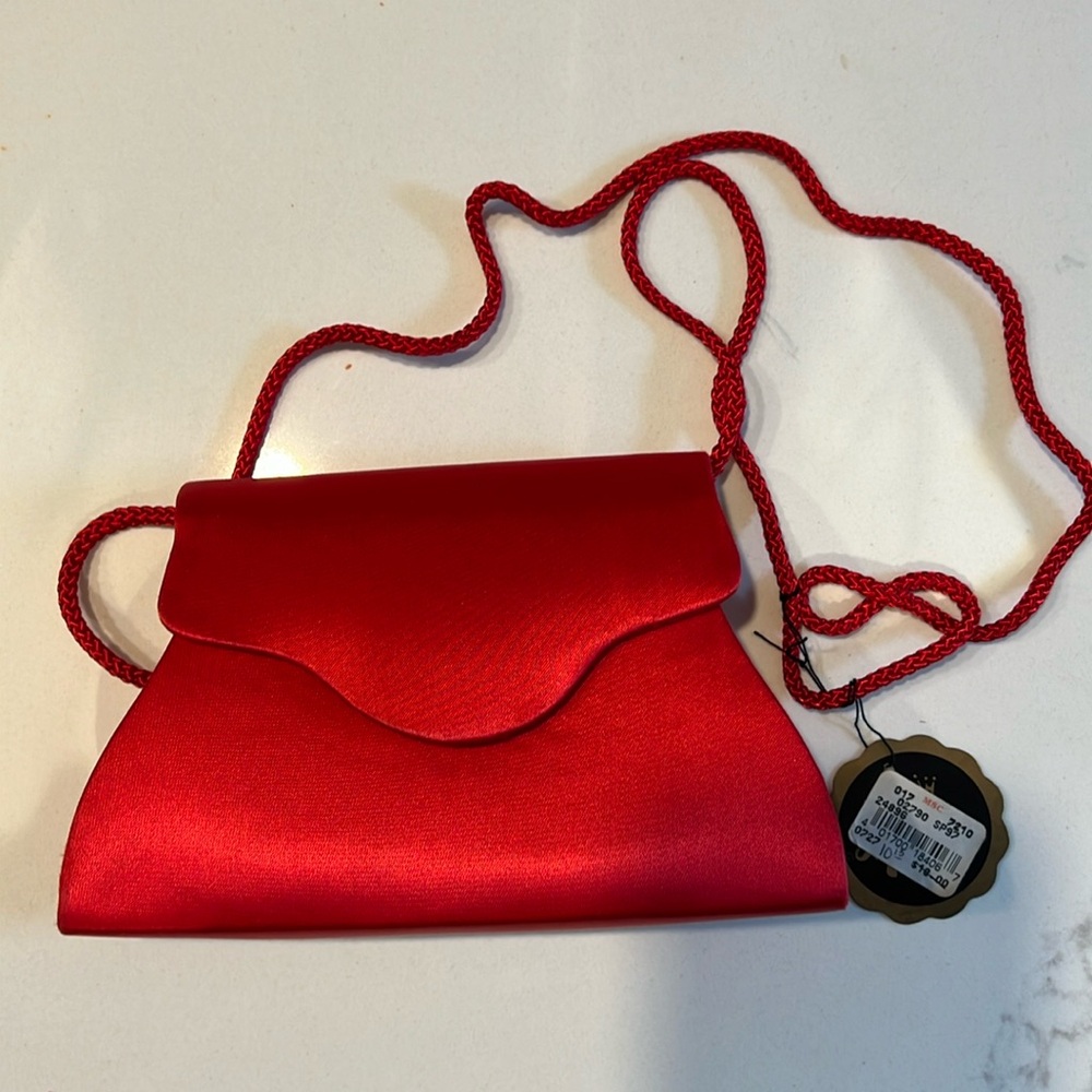 La Regale red satin vintage purse